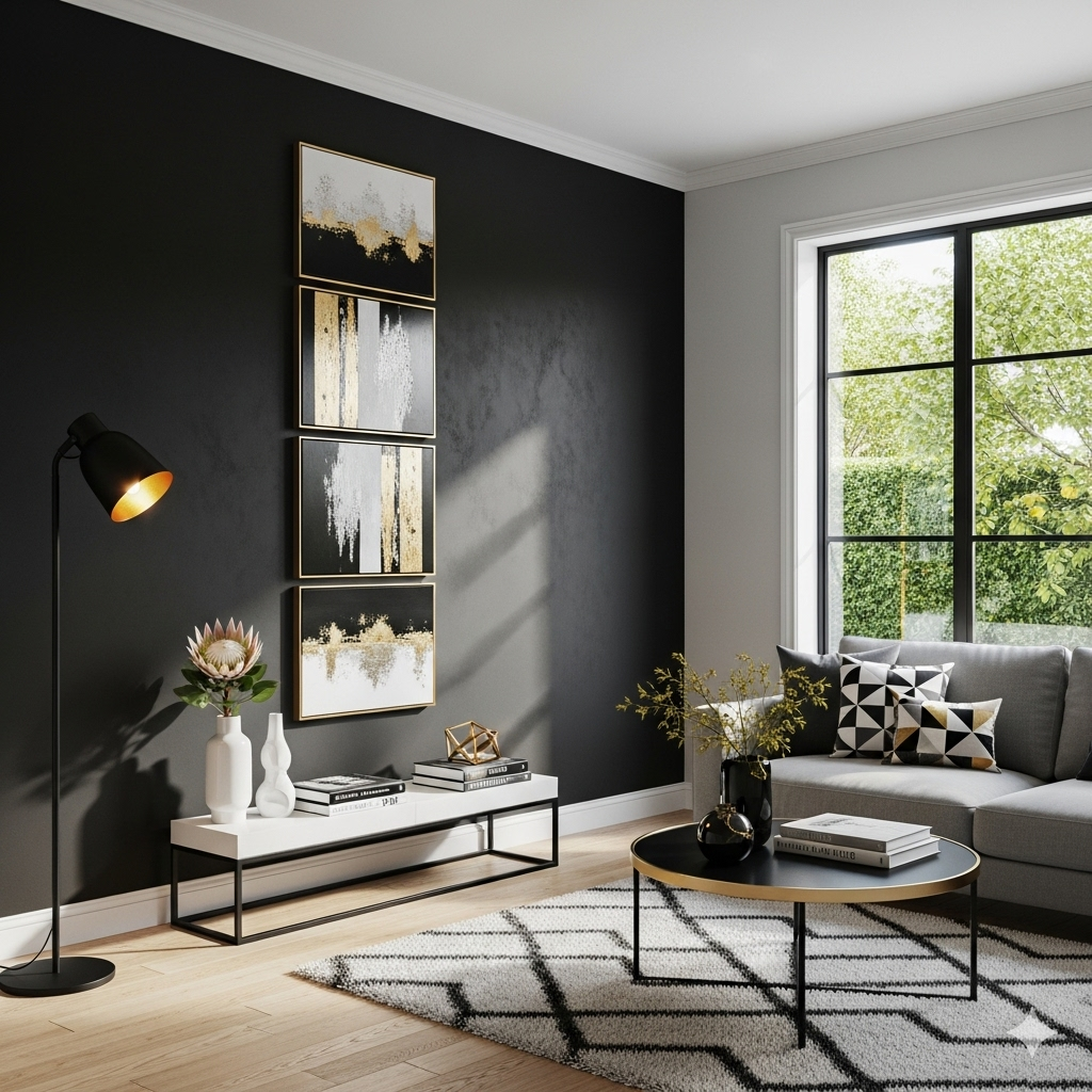 Black Drawing Room Design Ideas