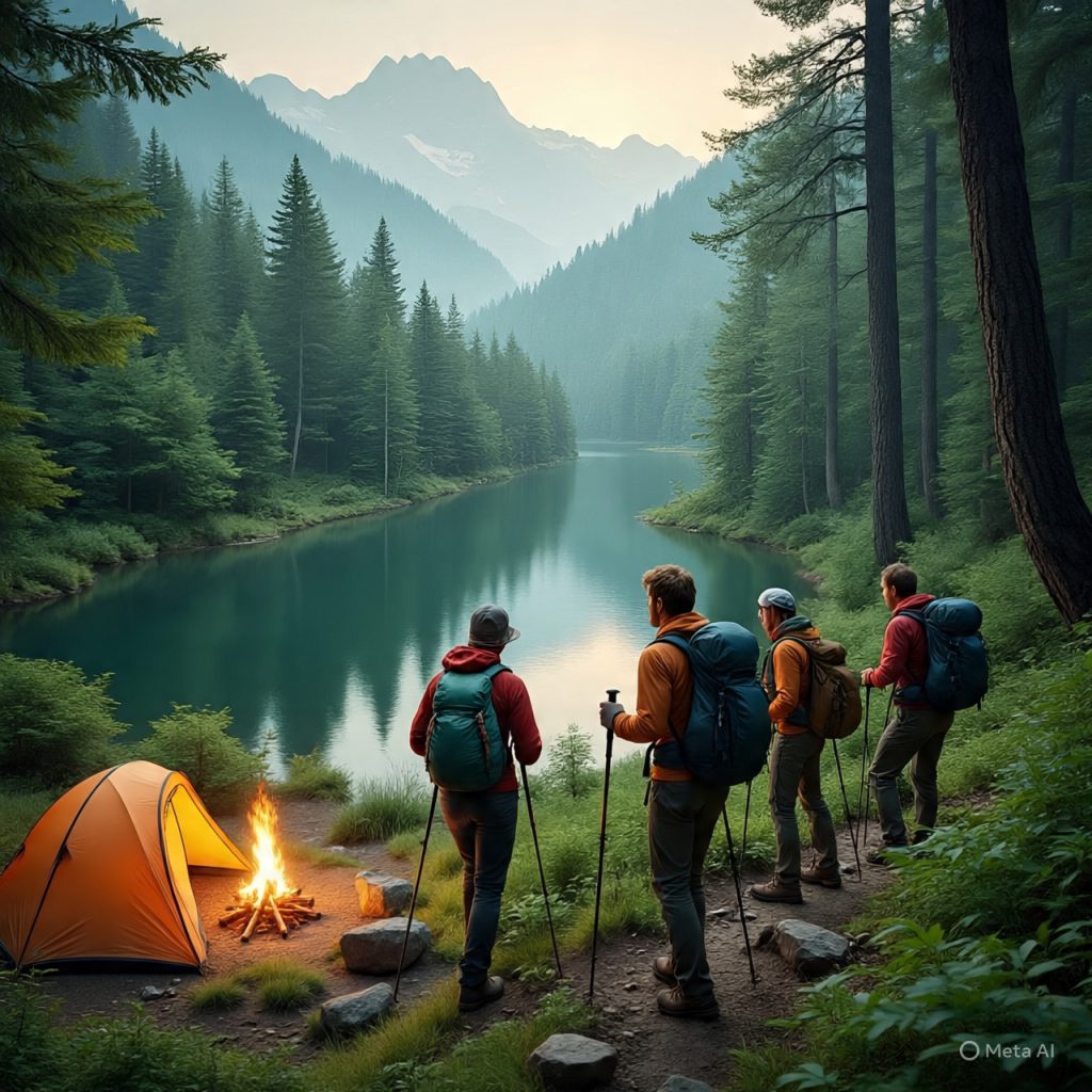 Travelers experiencing adventure through hiking, camping, and exploring nature during their travel experiences