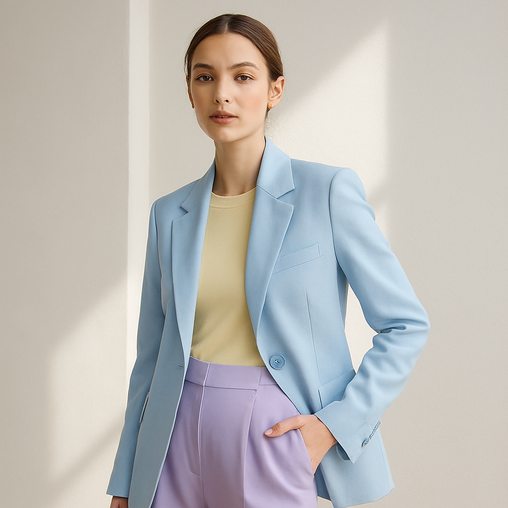 Soft pastel Fashion trend in ice blue and lavender tones for 2025