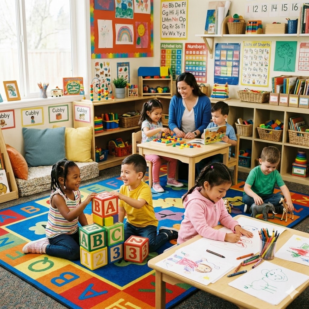 “Preschool children learning with toys and books highlighting early childhood education for better future