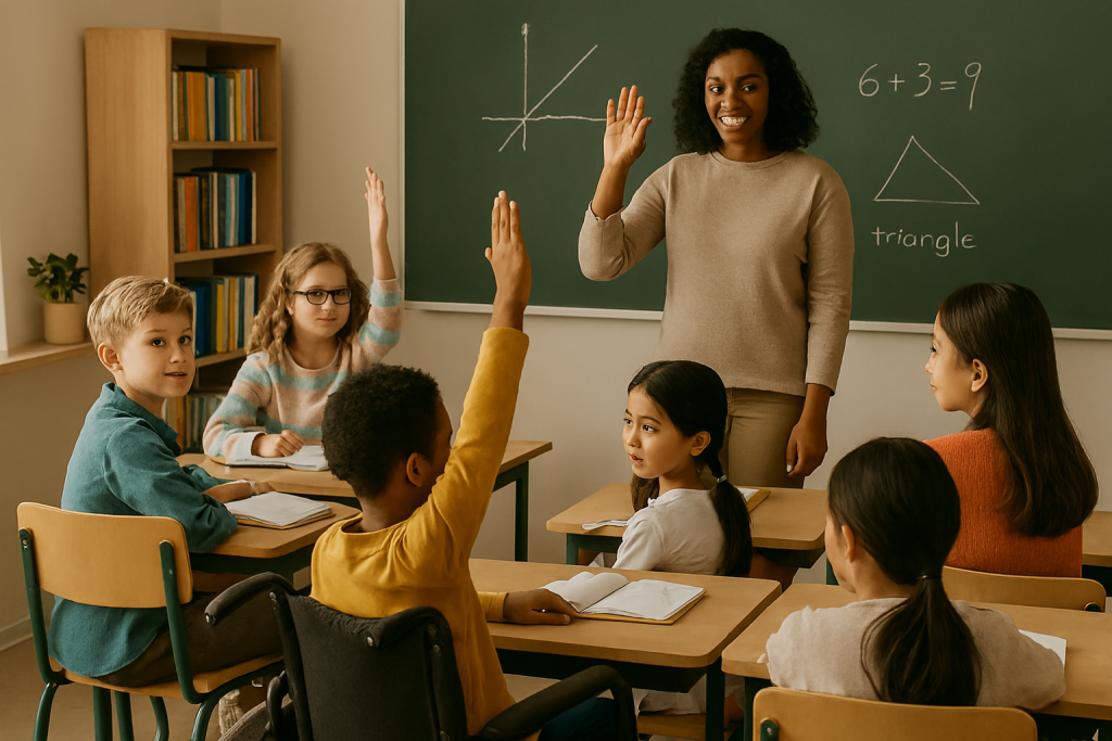 “Inclusive classroom with diverse students learning together promoting equal opportunities in education for better future