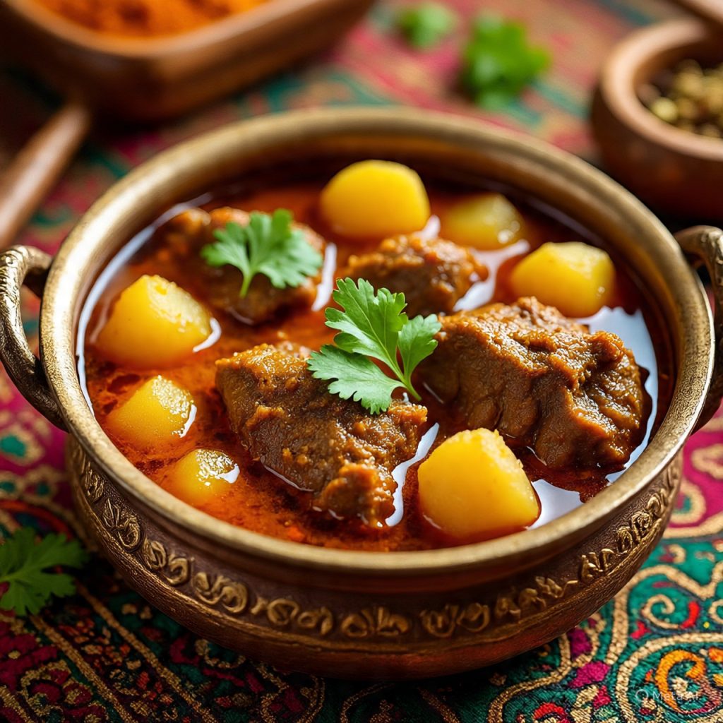 Traditional aloo gosht curry representing authentic Pakistani and Indian food recipes