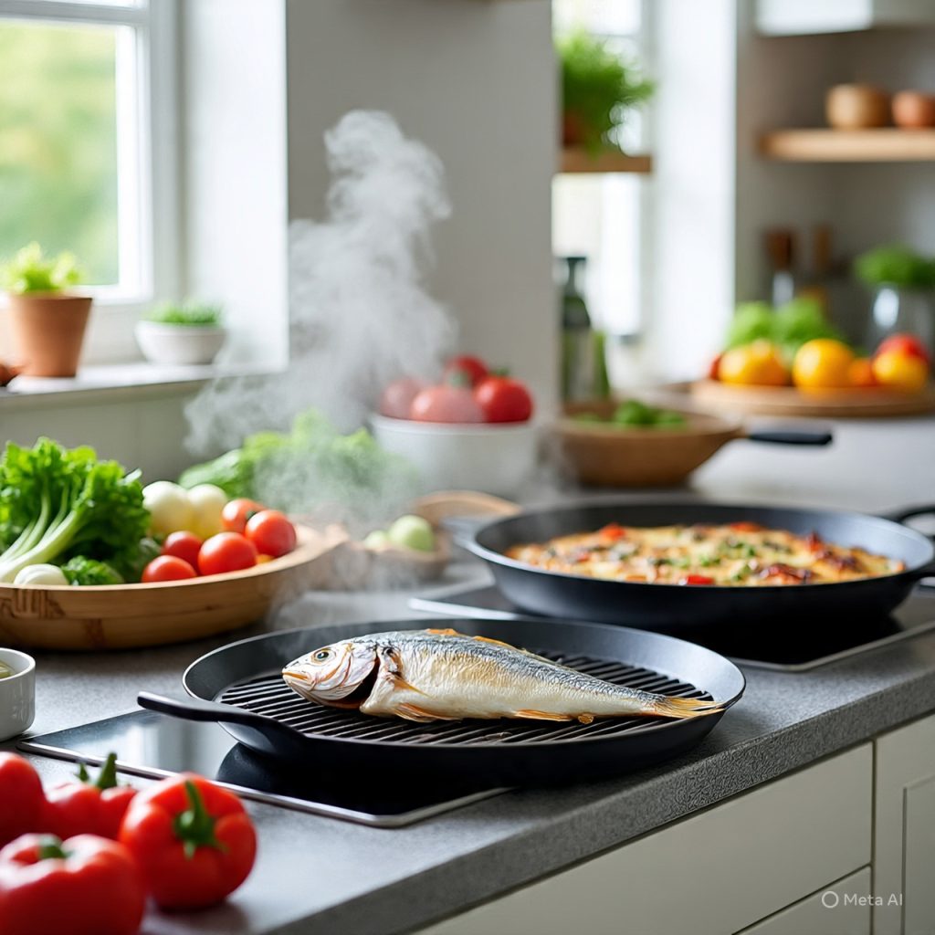 Steaming and grilling methods used in healthy eating for a better lifestyle