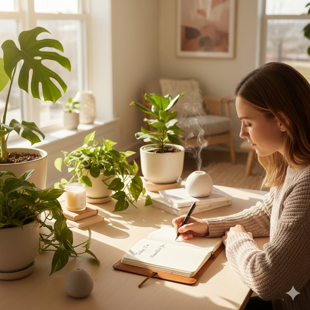 “Healthy-living mental wellness: daily gratitude practice enhances positivity, emotional balance, and mental resilience.”