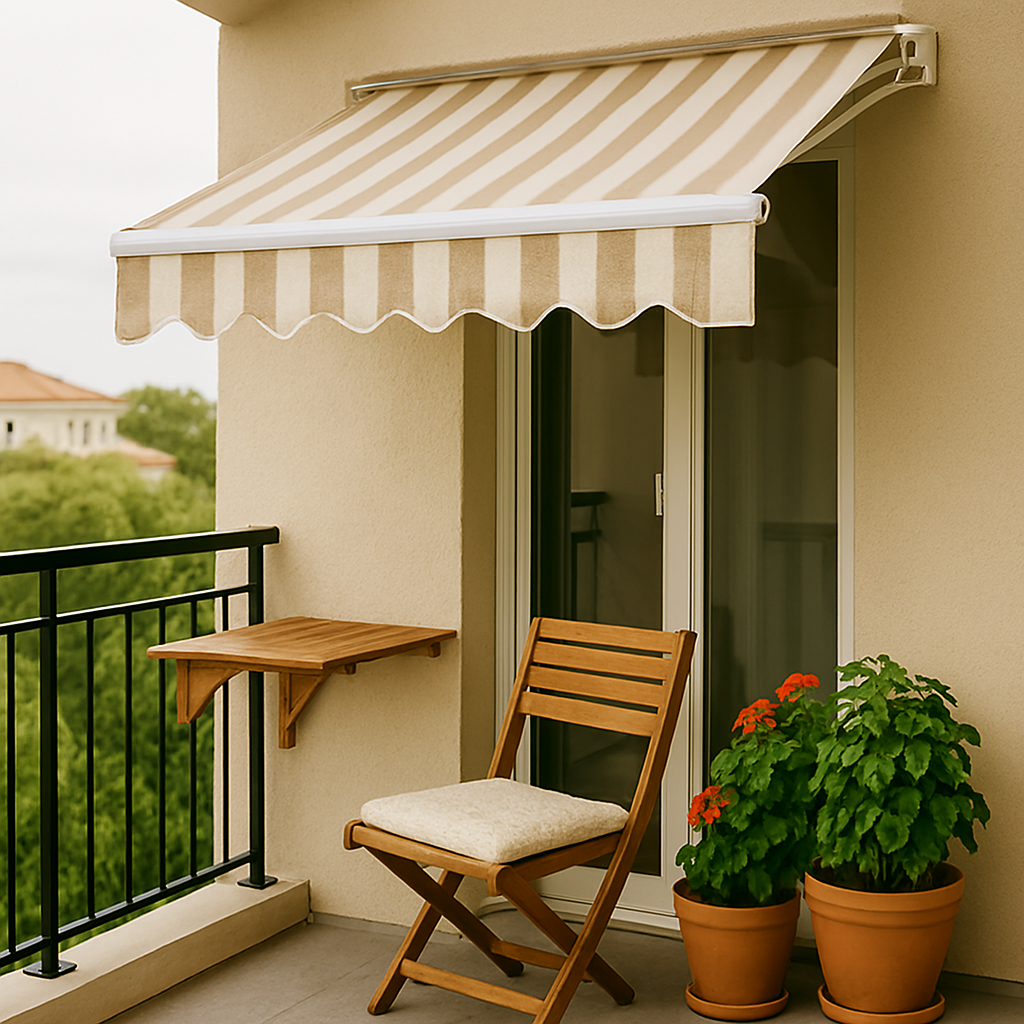 Balcony with compact awning