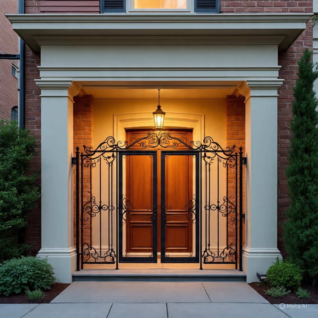 Premium lighting in luxury small-front house elevation