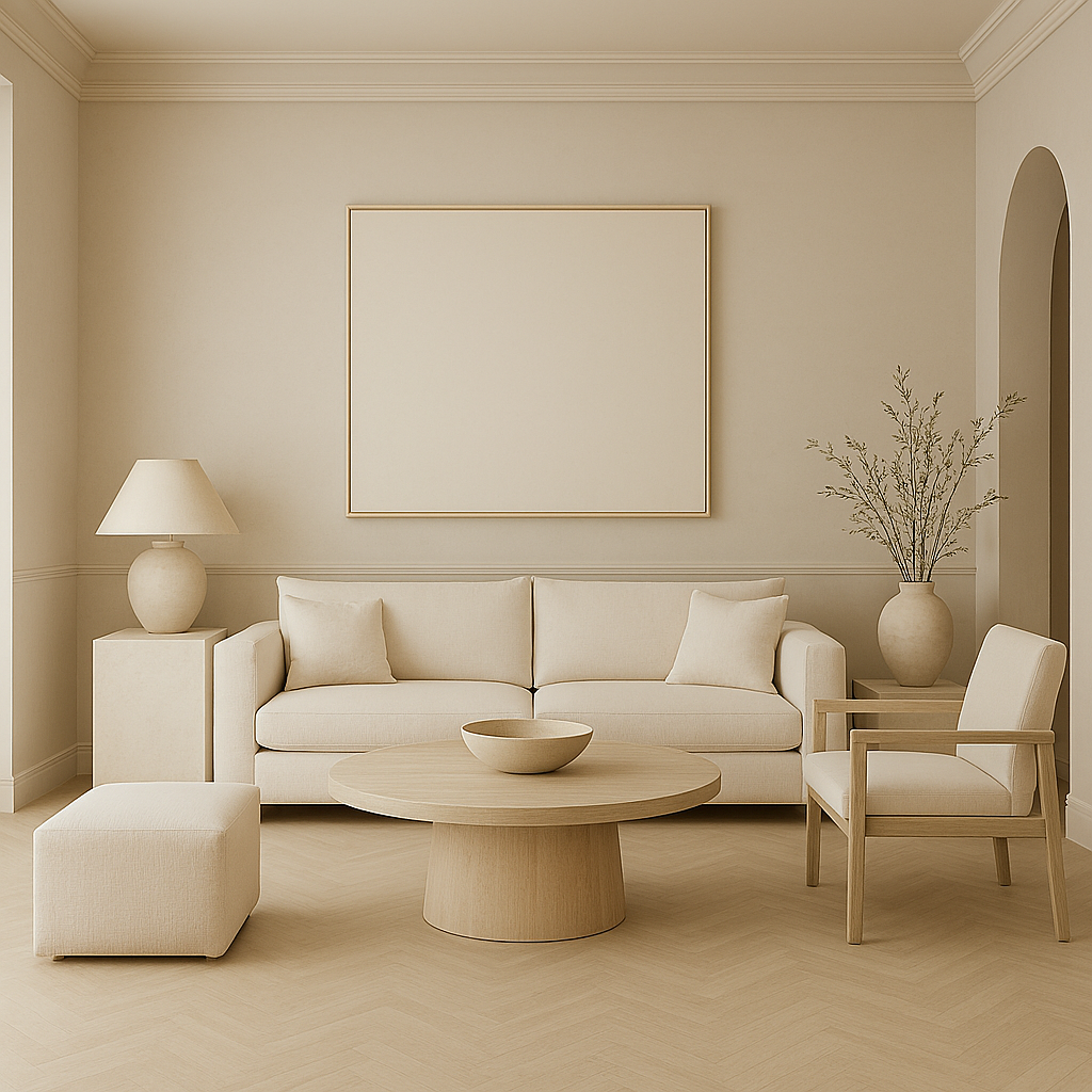 Neutral-toned luxury minimalist living space