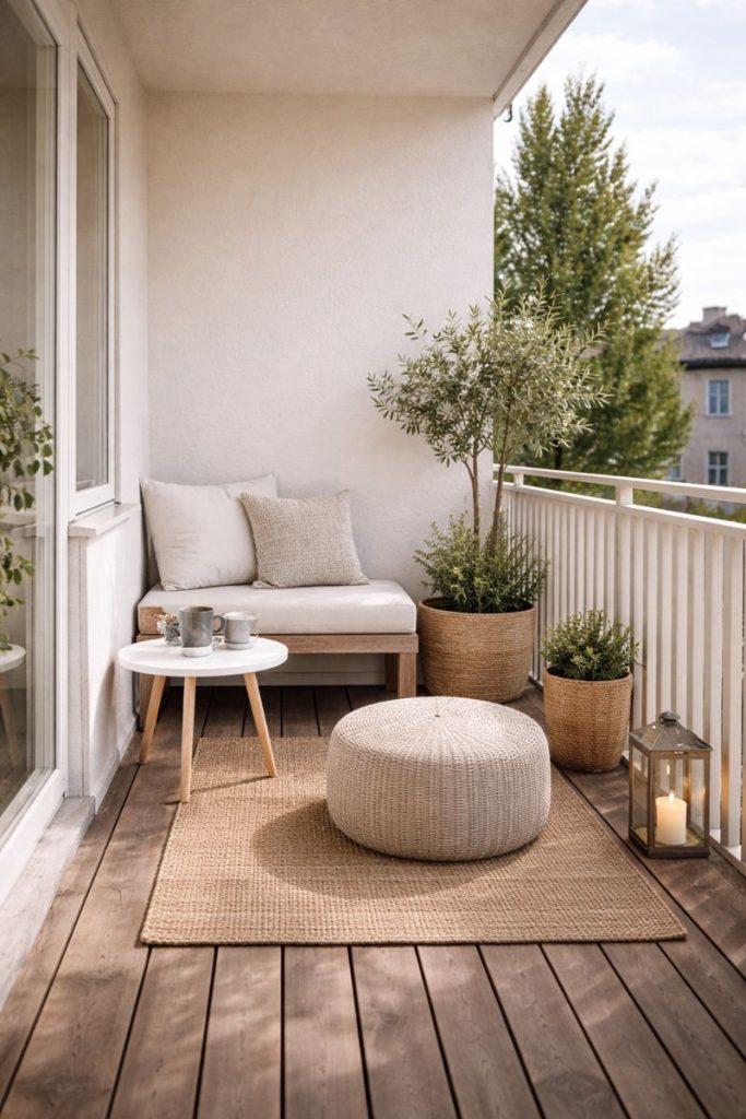 Minimal décor on small balcony