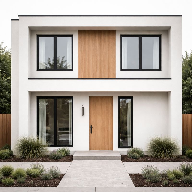 Proportion-focused windows on modern small-front elevation