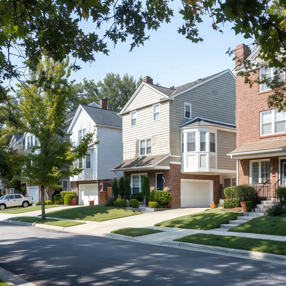 Front elevation harmonizing with surrounding neighborhood architecture