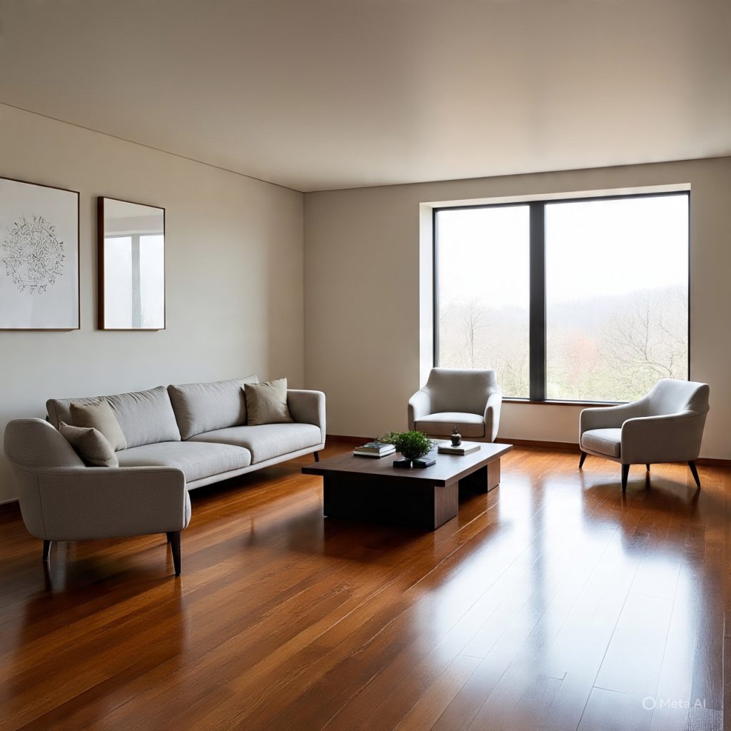 Small luxury minimalist living room with multifunctional furniture