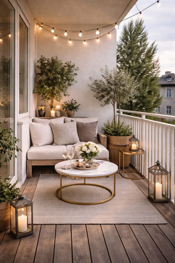 Elegant small balcony in urban apartment