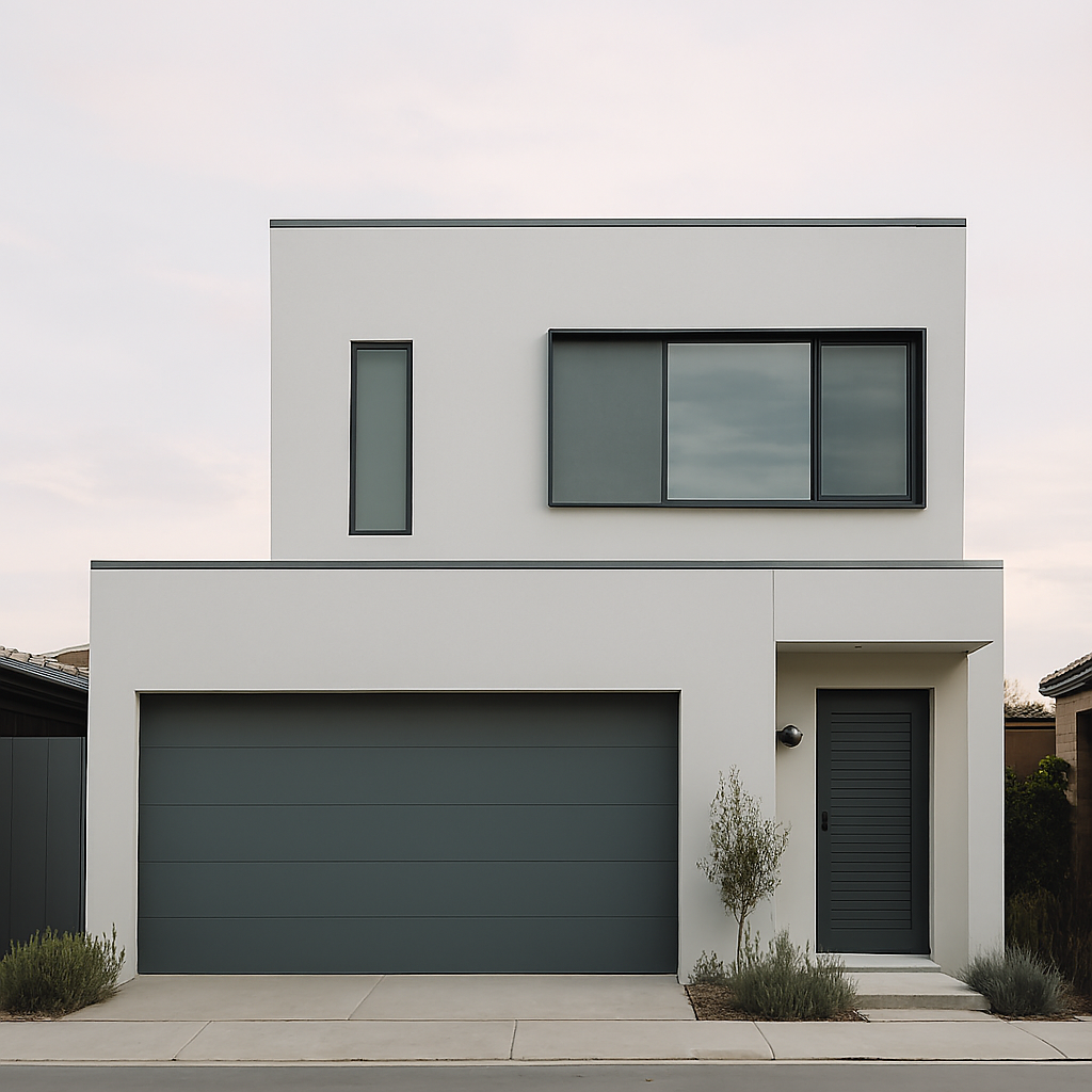 Timeless modern small-front house elevation design