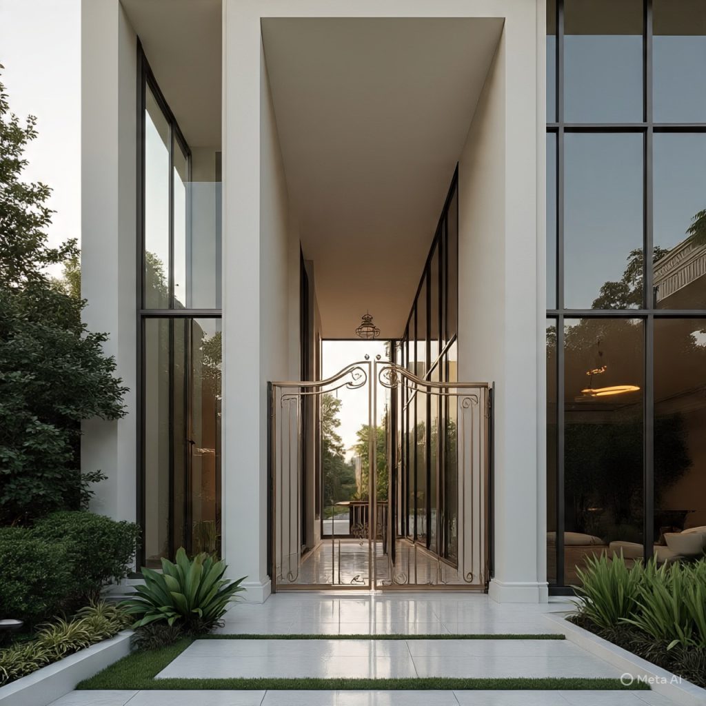 Off-white and bronze two-tone luxury elevation