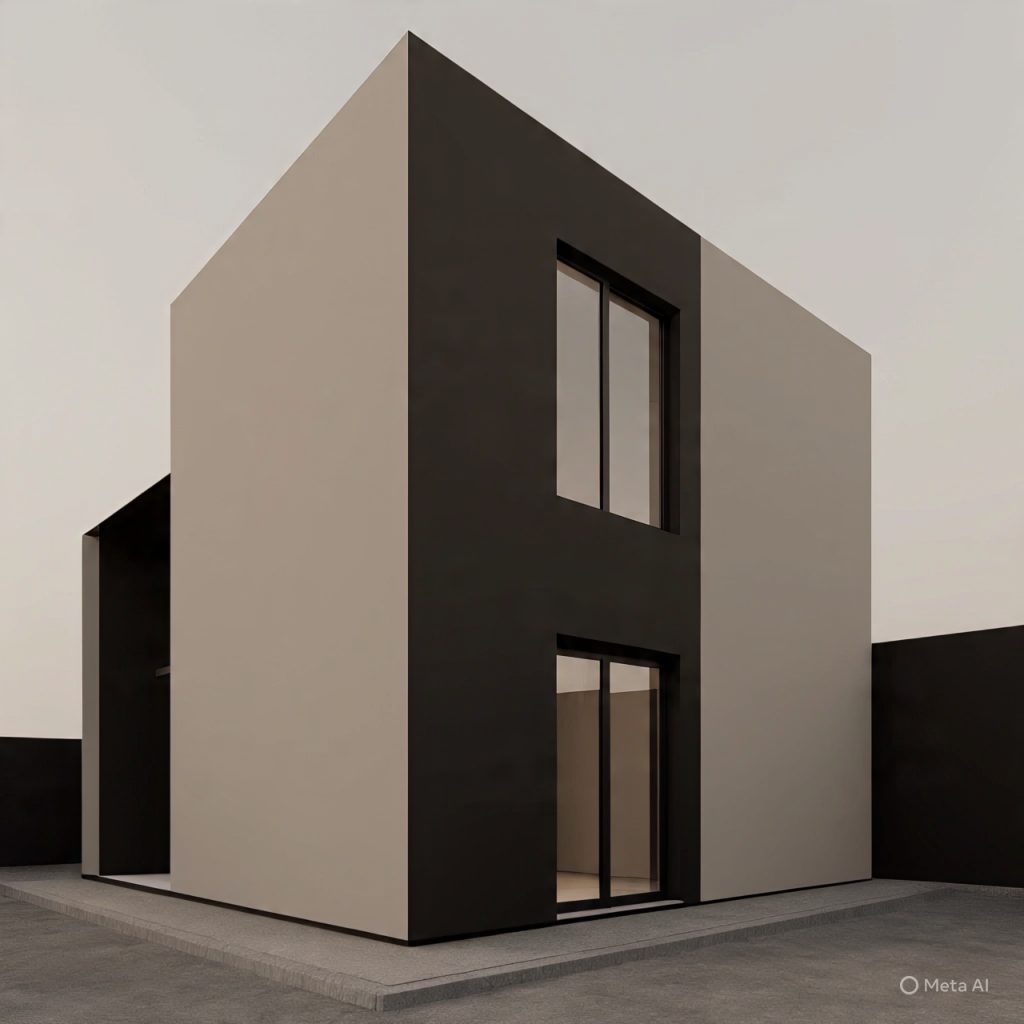 Compact luxury house front elevation in neutral tones