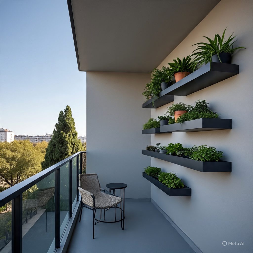 Small balcony makeover ideas using vertical space for storage and decoration