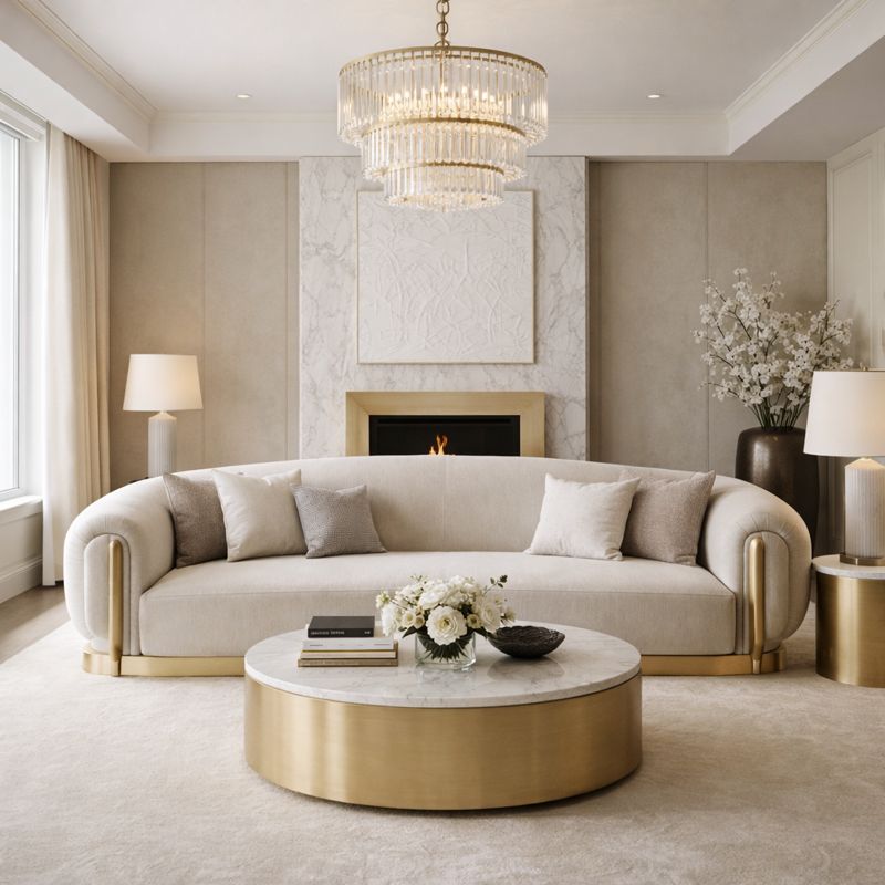 Soft lighting in a luxury minimalist living space