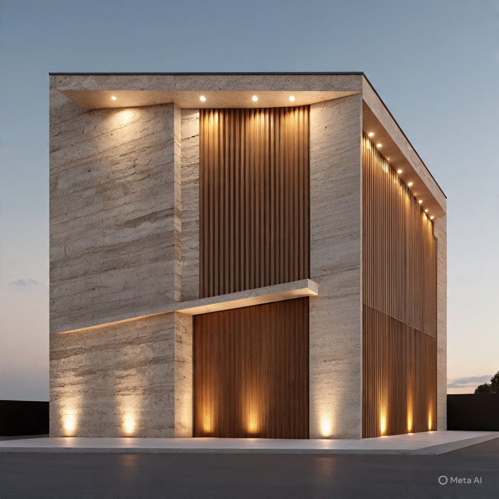 Large glass panels integrated into minimalist front elevation designs for natural light and openness