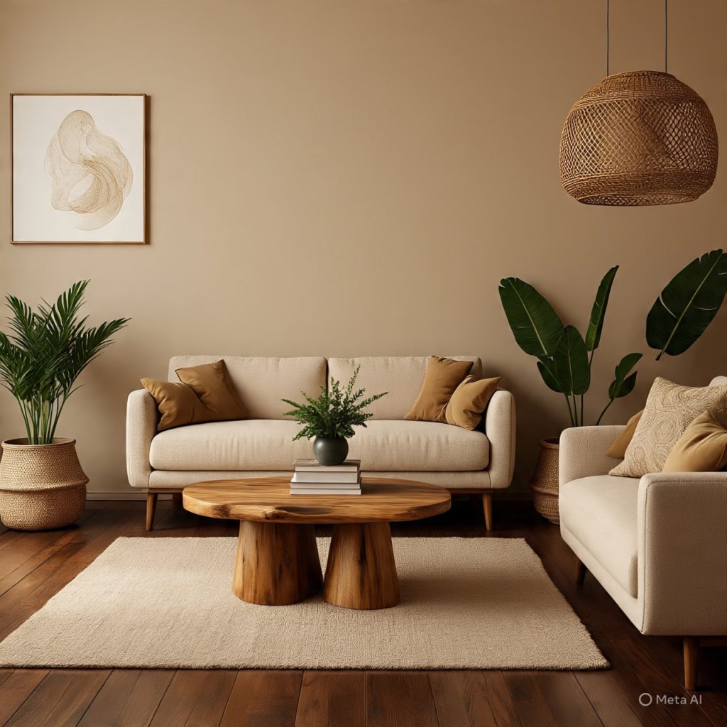 Earth-toned living room inspired by nature