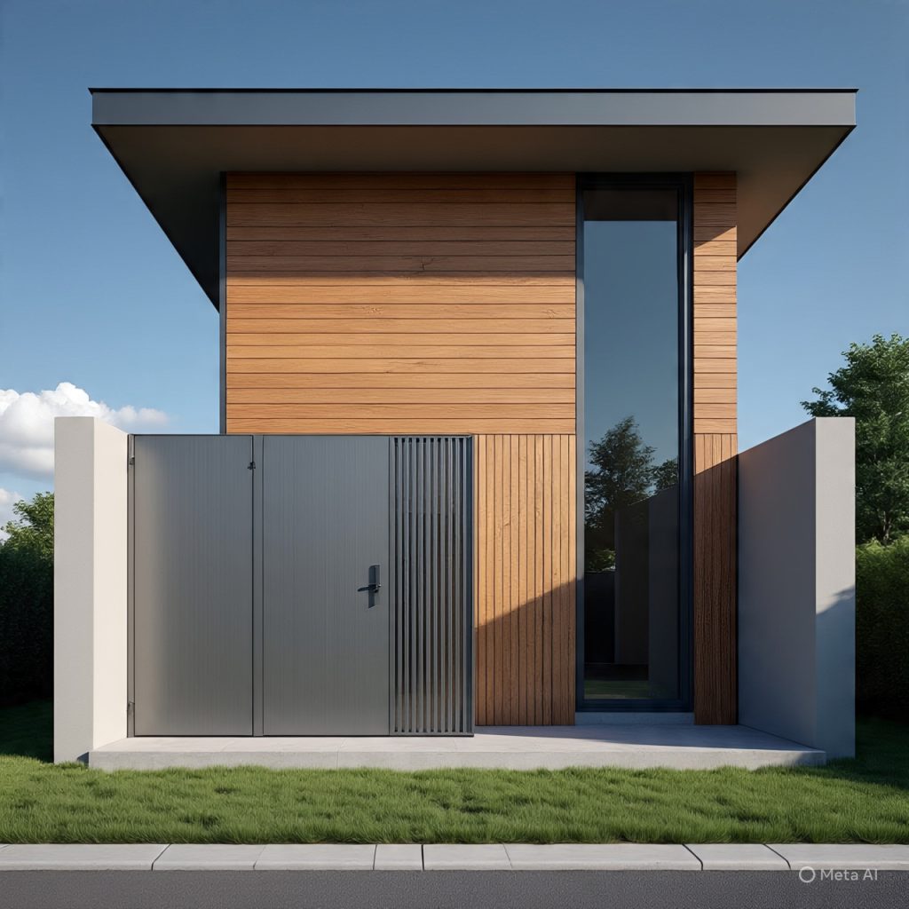 Elegant minimalist gate enhancing small-front elevation