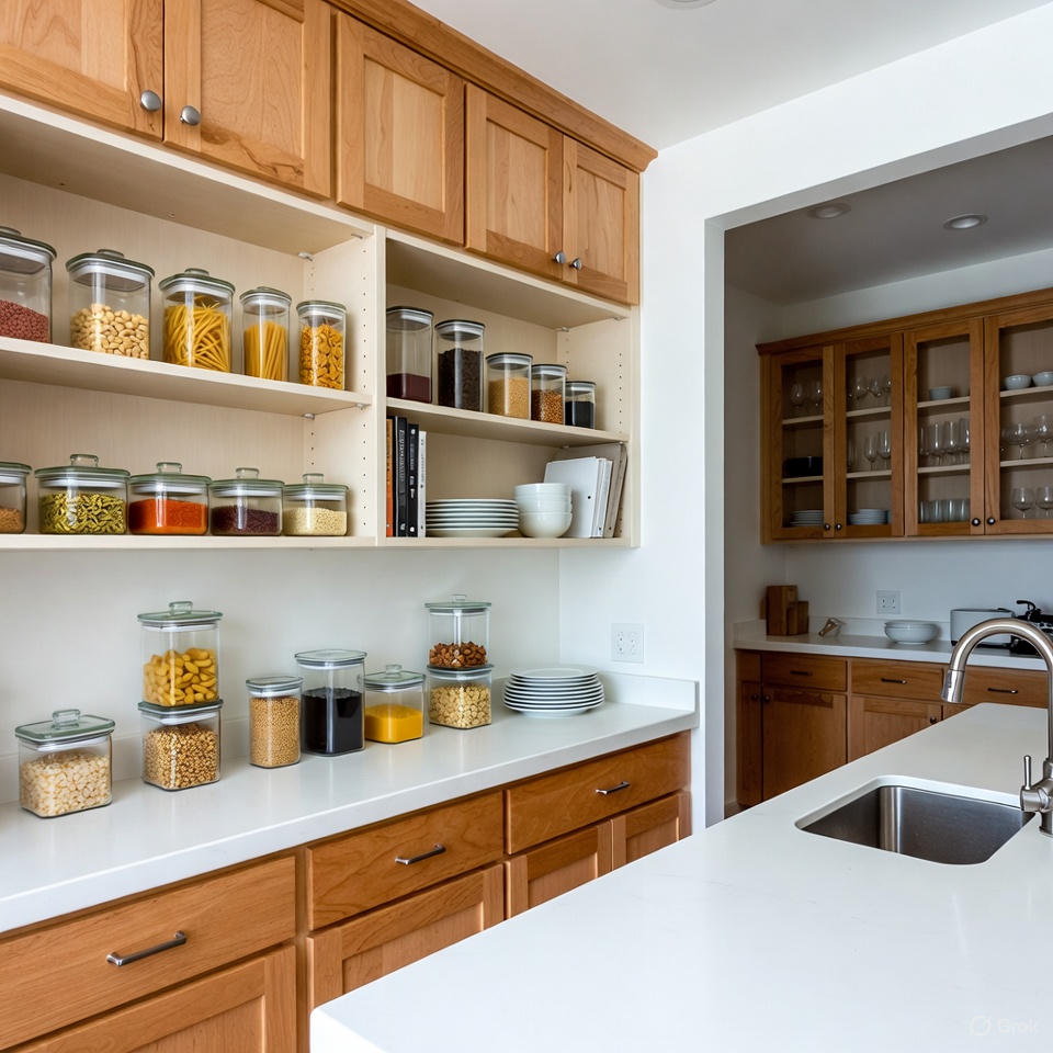 Modern kitchen with attached pantry