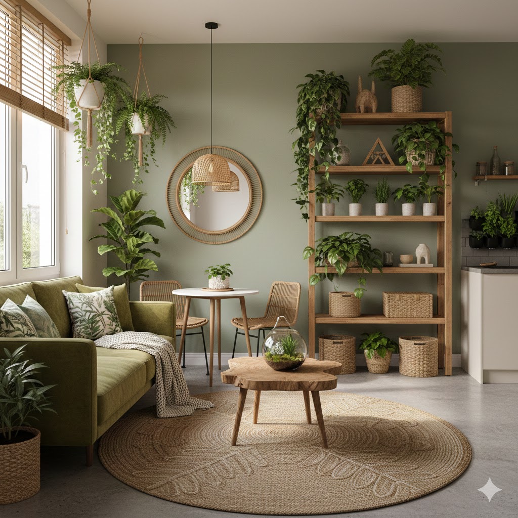 Small home enhanced with biophilic décor
