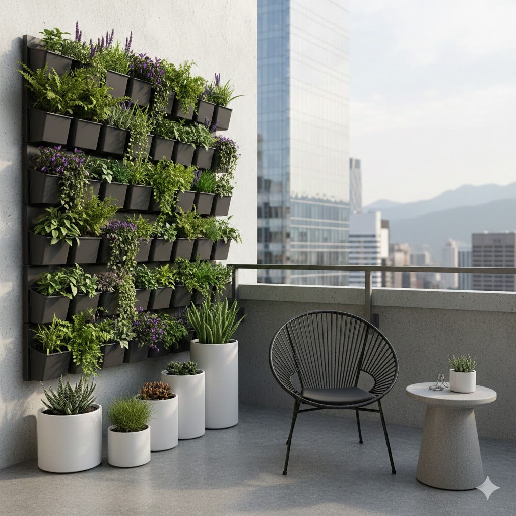 Balcony with vertical greenery