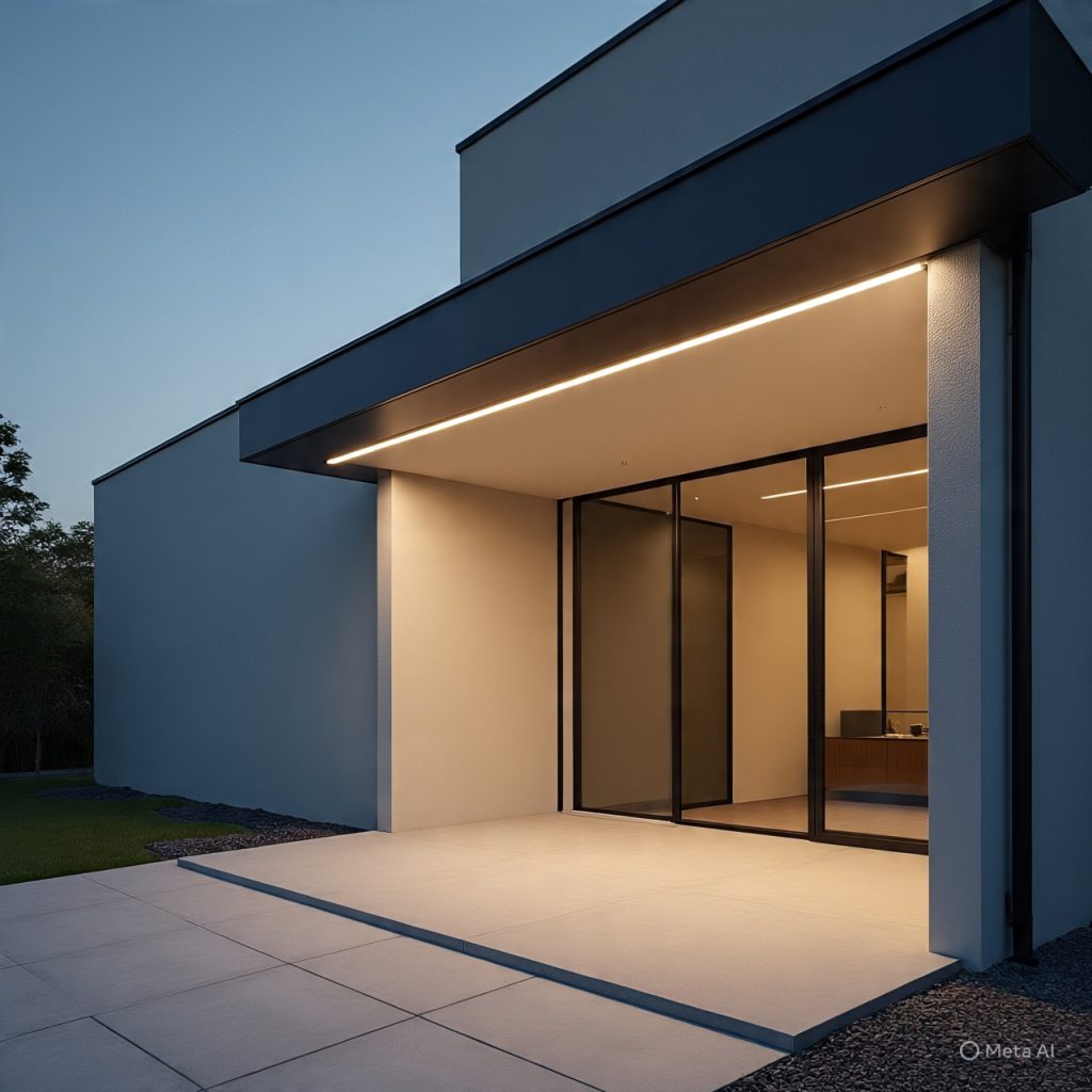 Minimalist entrance with warm LED lighting