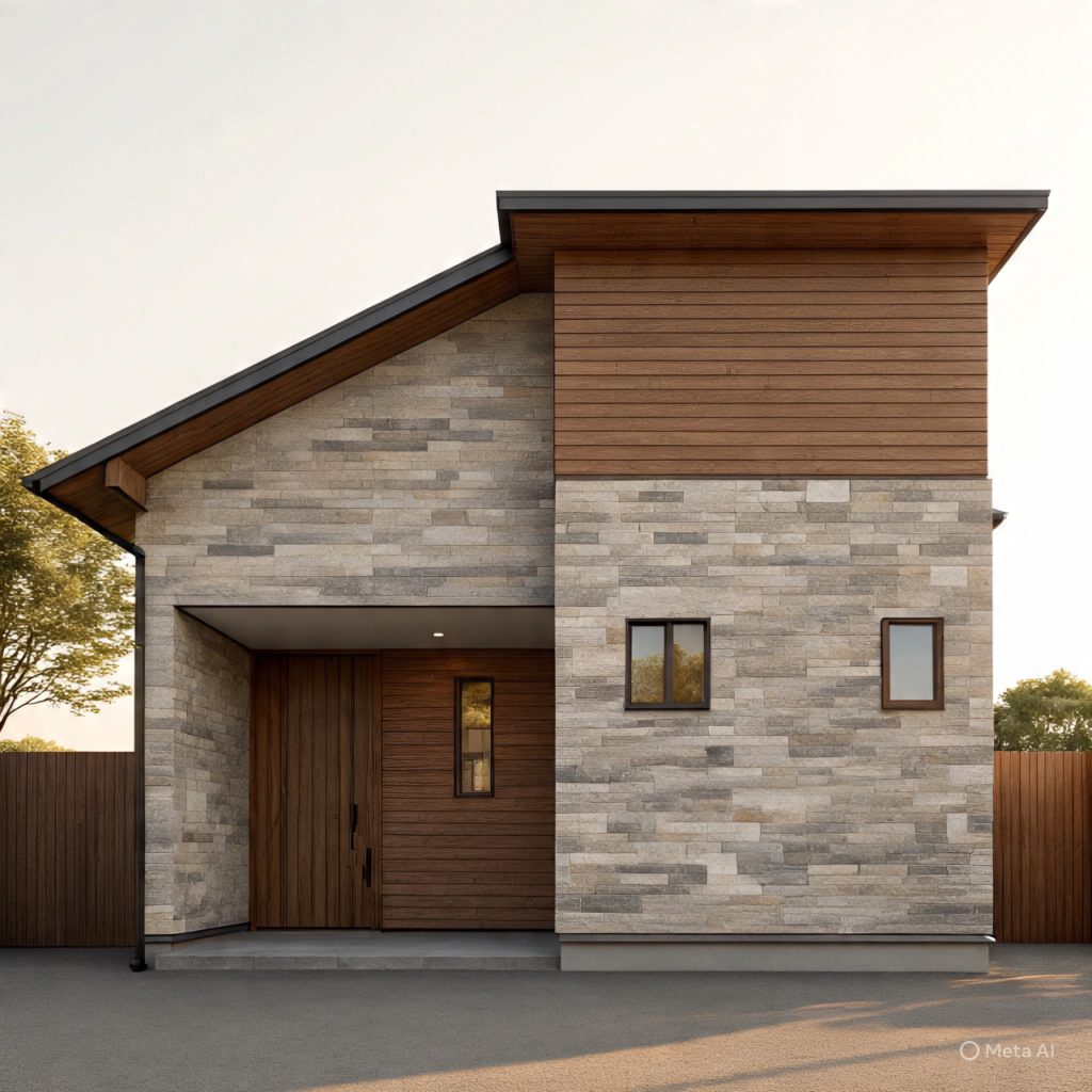 Textured facade on modern small-front home