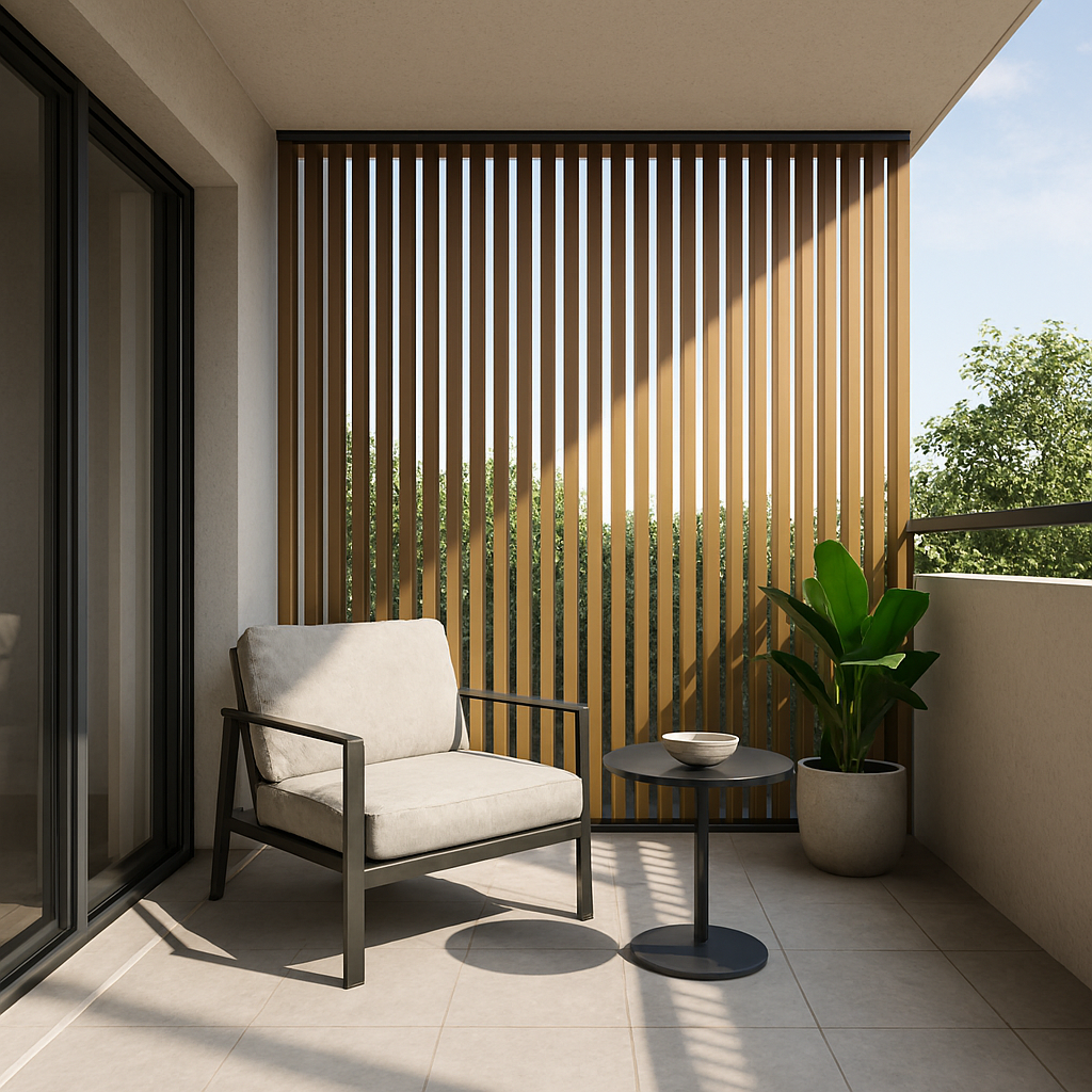 Private balcony with modern screen