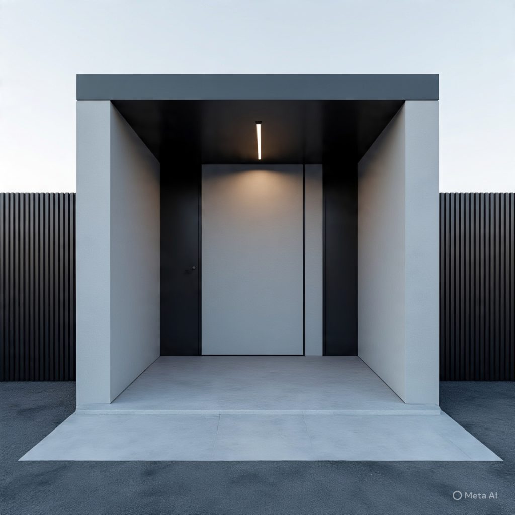 Concrete grey and black urban two-tone elevation.