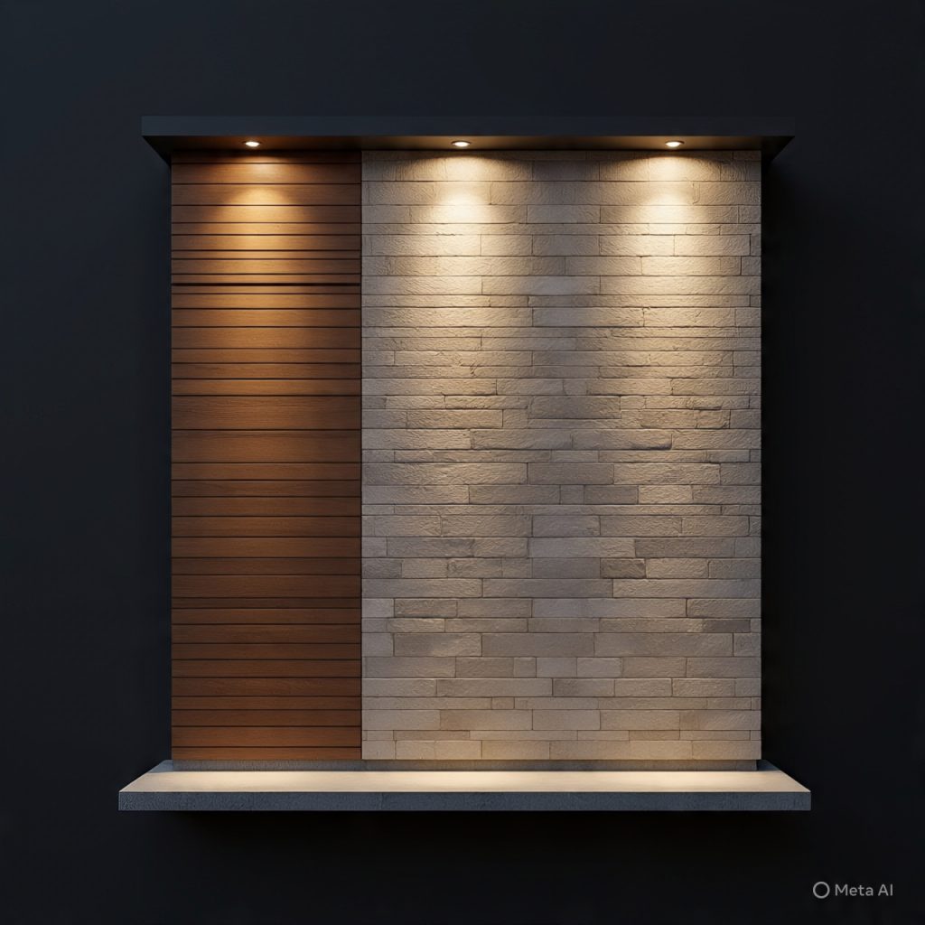 Stone-clad minimalist front elevation