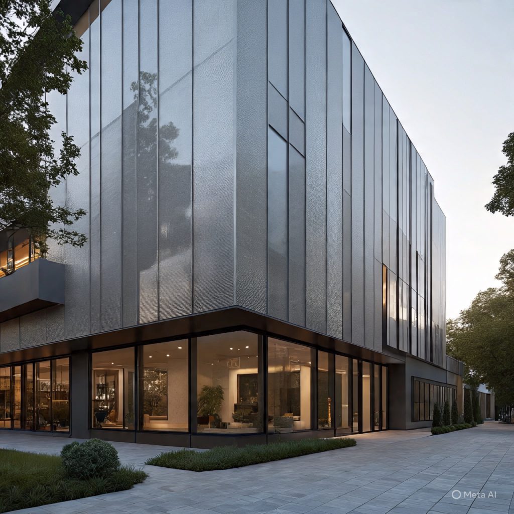 Urban luxury small-front elevation with clean landscaping