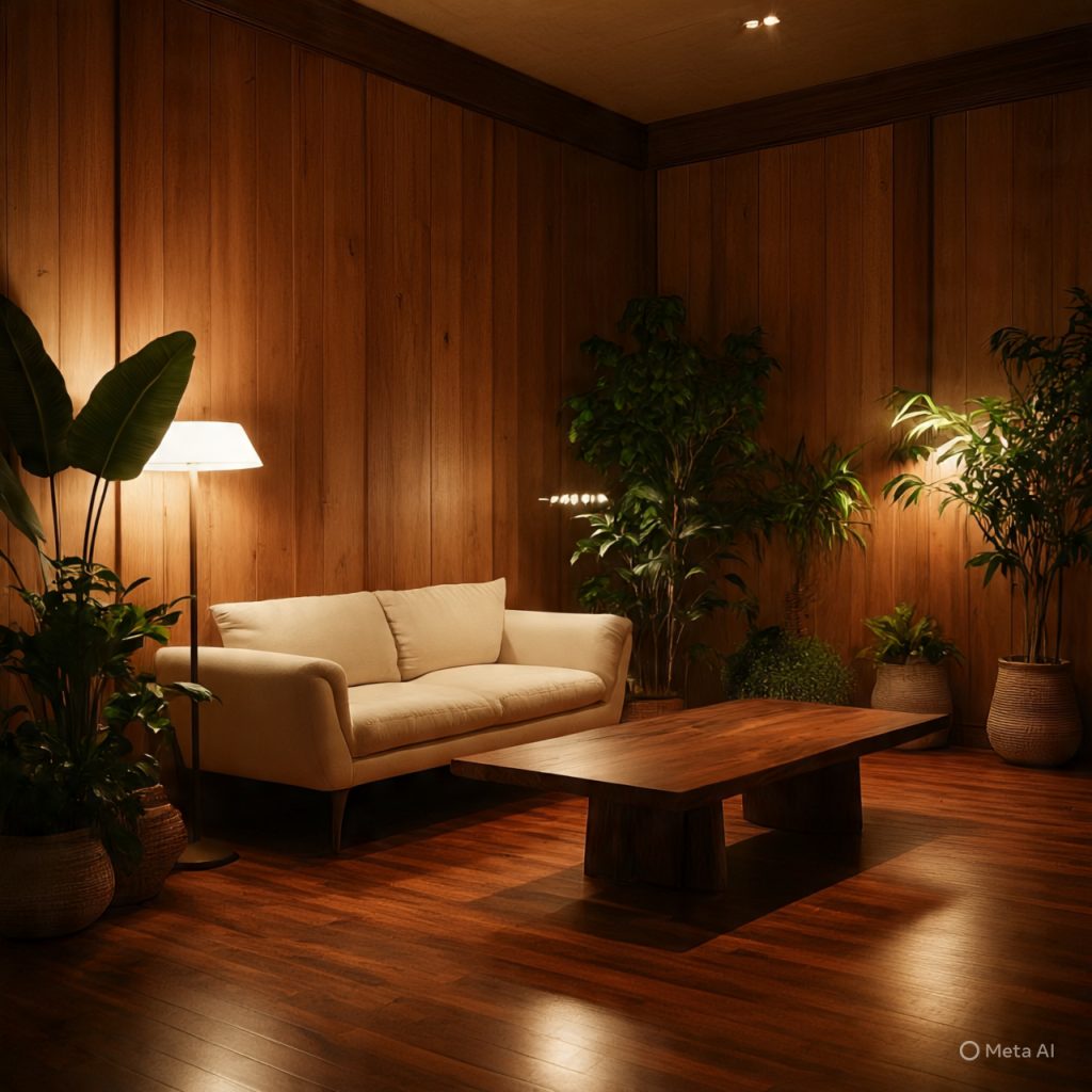Interior using natural textures and materials