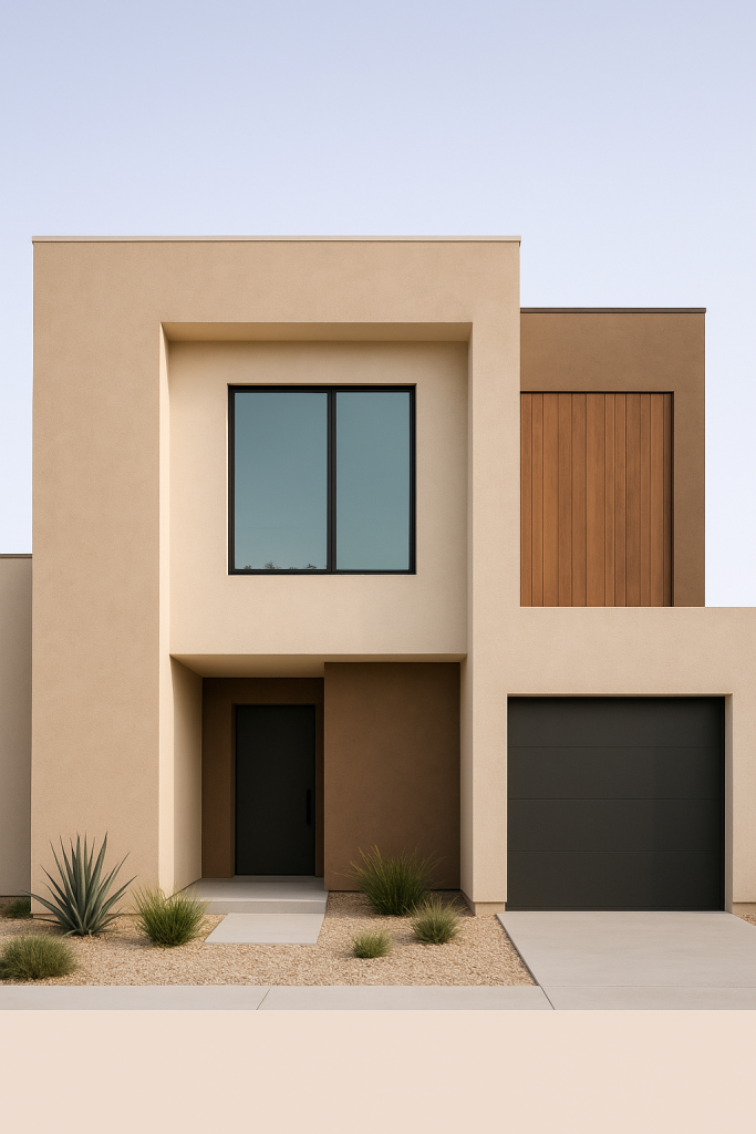 Exterior color palette sample with neutral and earthy tones