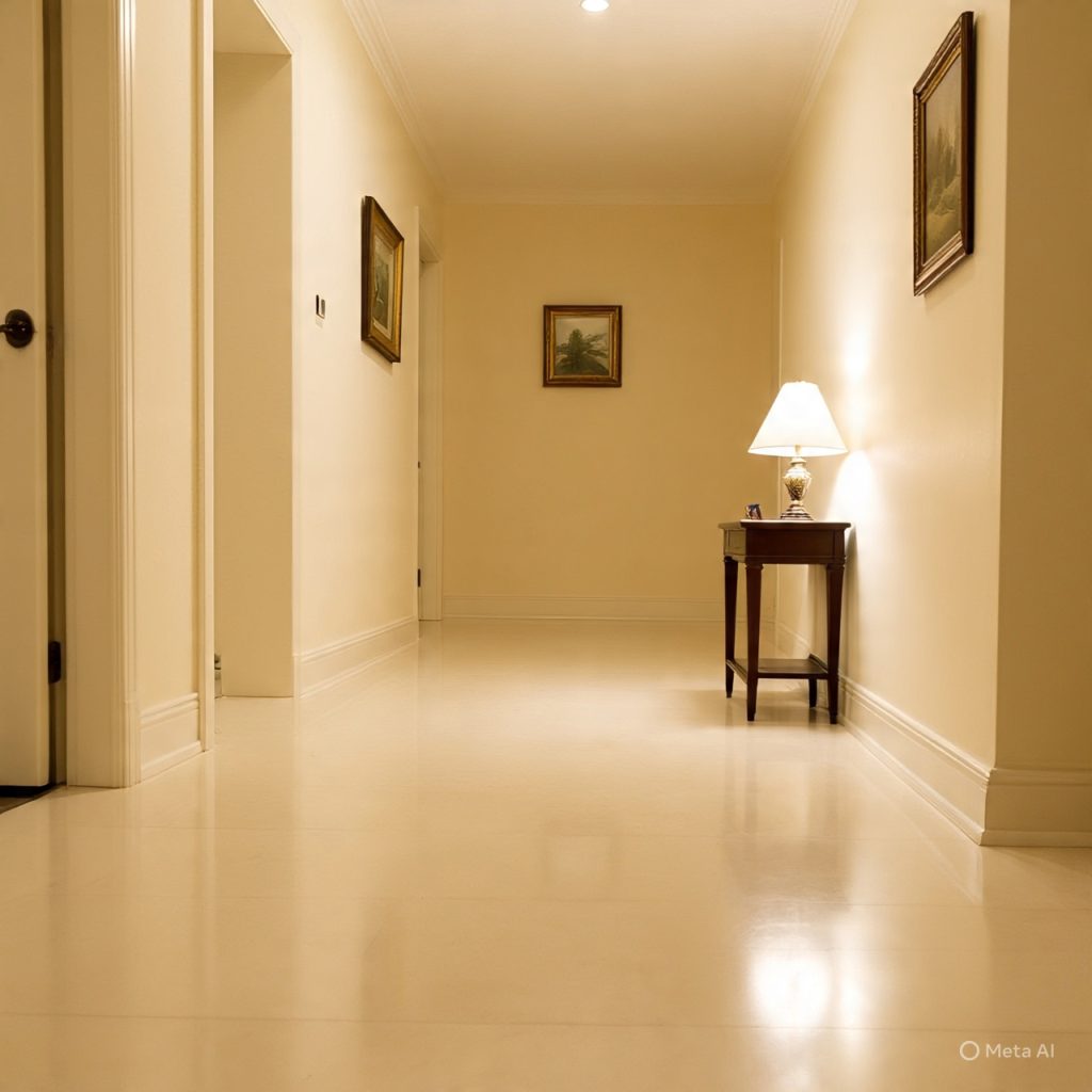 “Clean hallway space suitable for small micro-movements and light activity.”