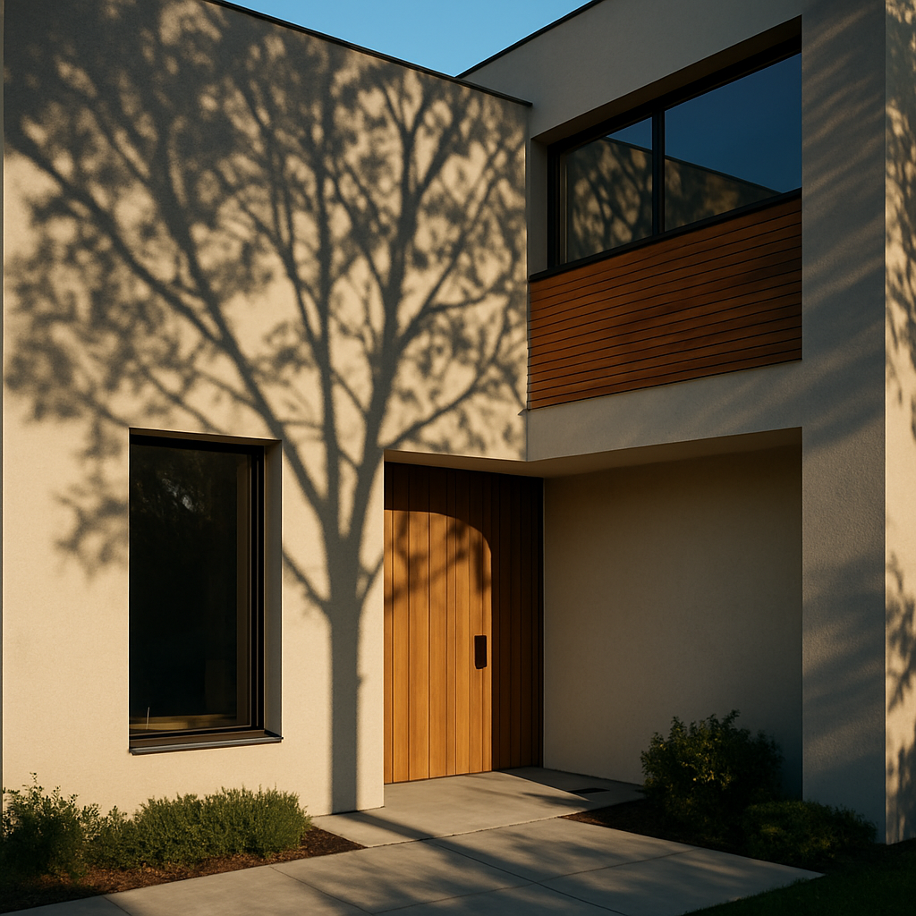 Shadow patterns on a contemporary exterior