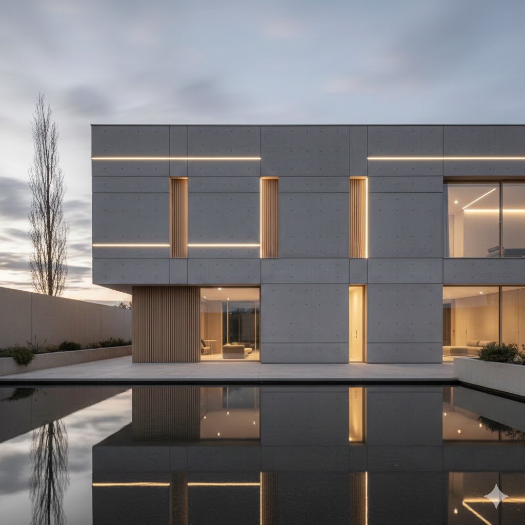 Warm exterior lighting enhancing modern façade