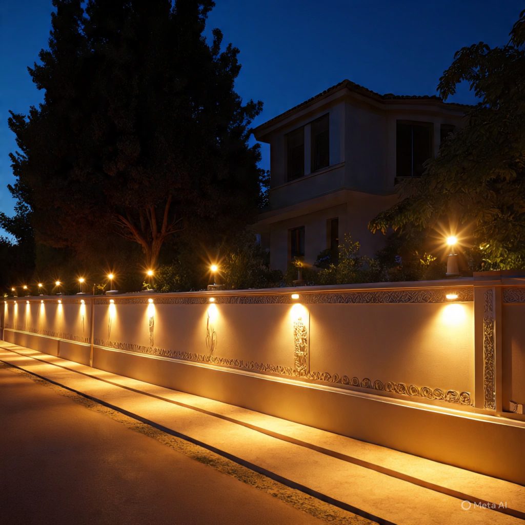 Boundary wall with warm ambient lighting