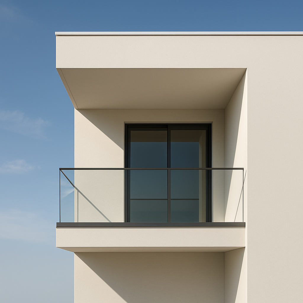 Small Front House Elevation featuring minimalist balcony for elegance and dimension — Small Front House Elevation