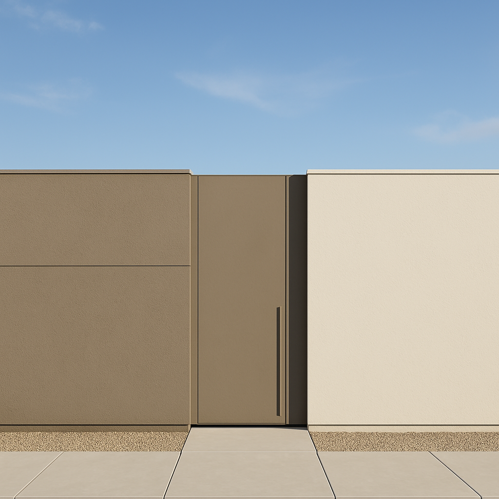 Modern boundary wall with hidden gate for small-front house — Small Front House Elevation