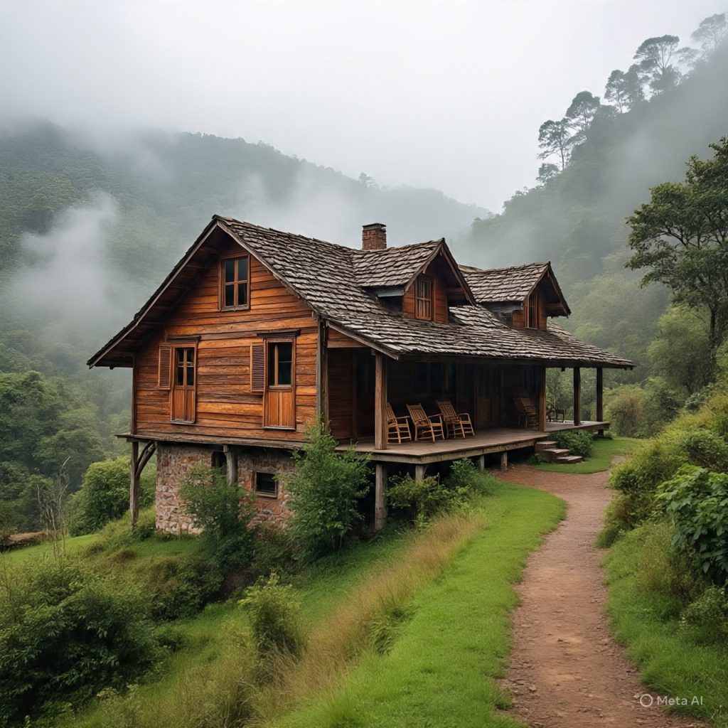 Colombia Ranch Houses built with wood in cold mountain regions