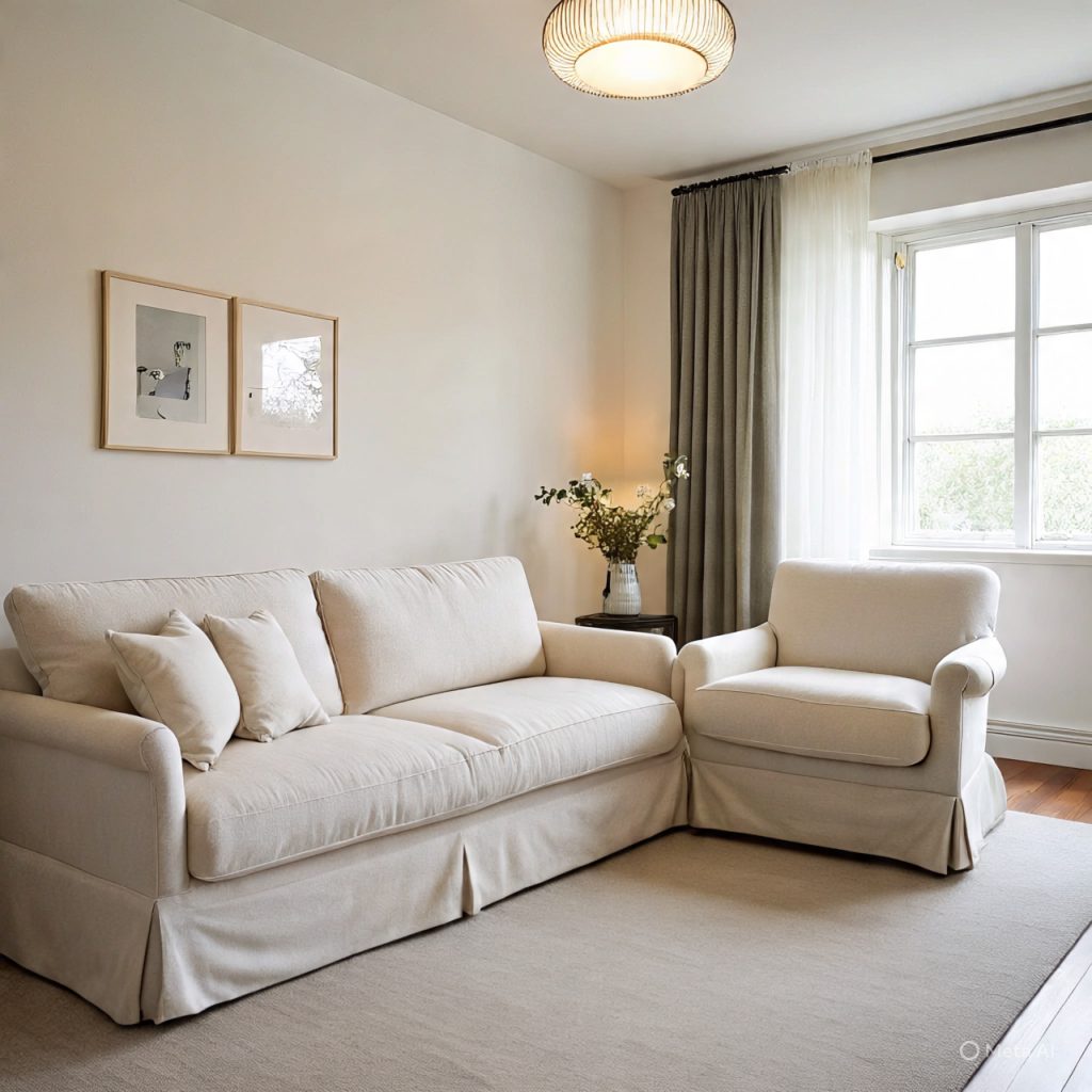 Timeless home décor living room with neutral colors and classic design