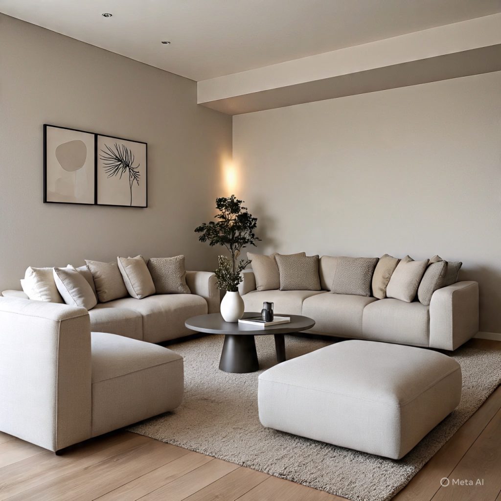 Modern living room styled with subtle décor details for a refined look