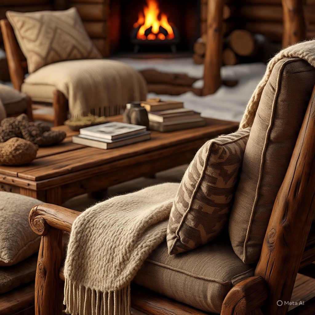 Rustic furniture and décor in a Canadian countryside ranch house