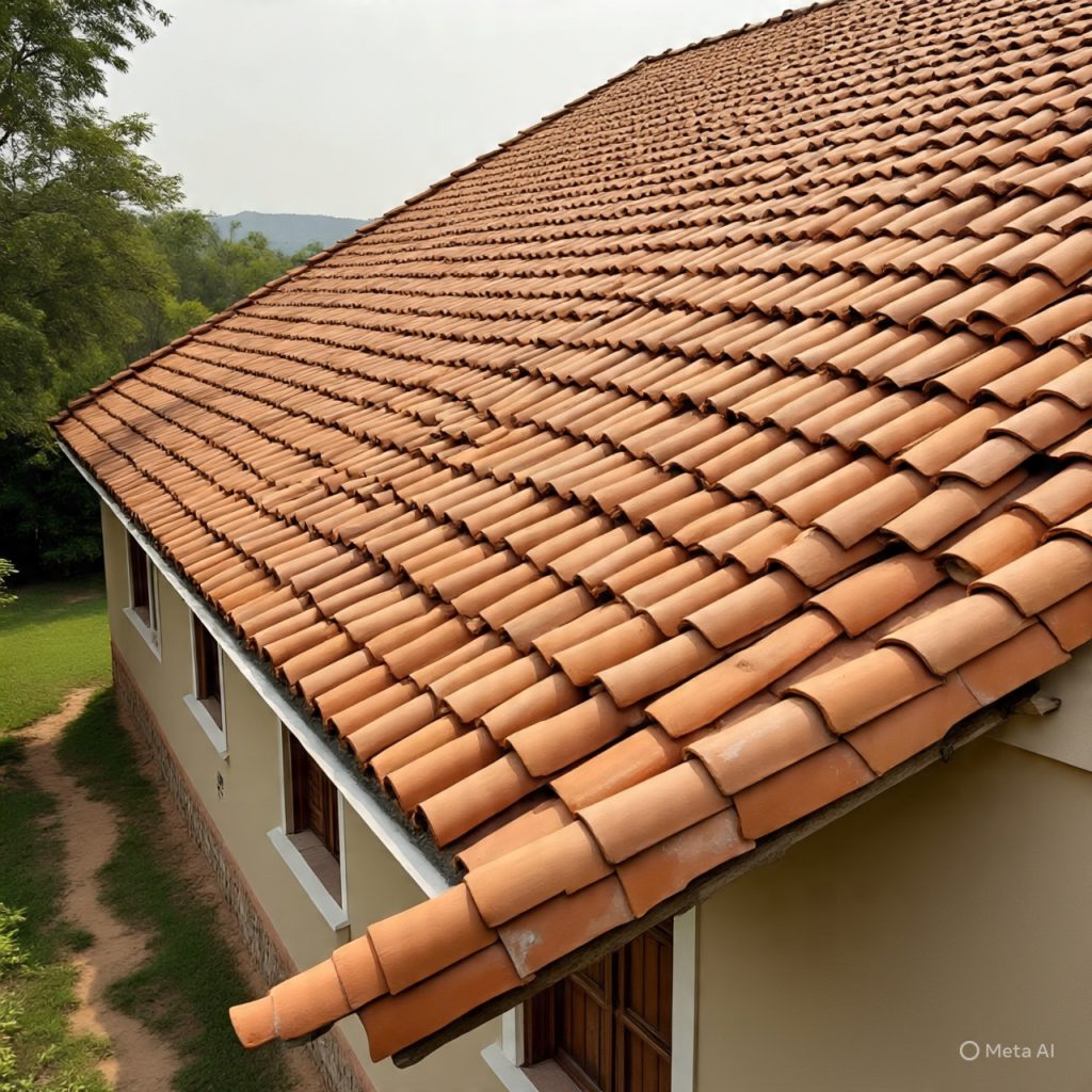 Clay-tiled roof design in rural Mexico