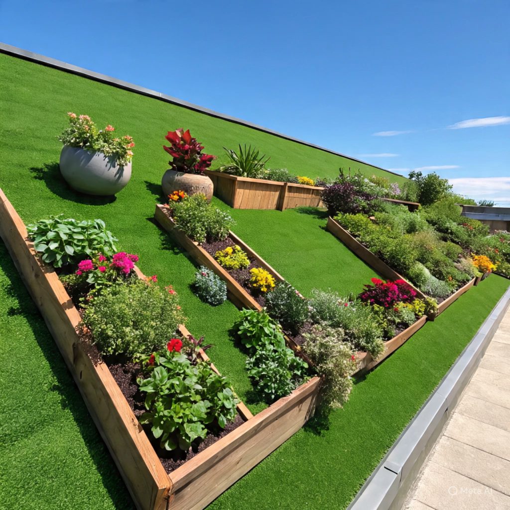 Green roof with container plants