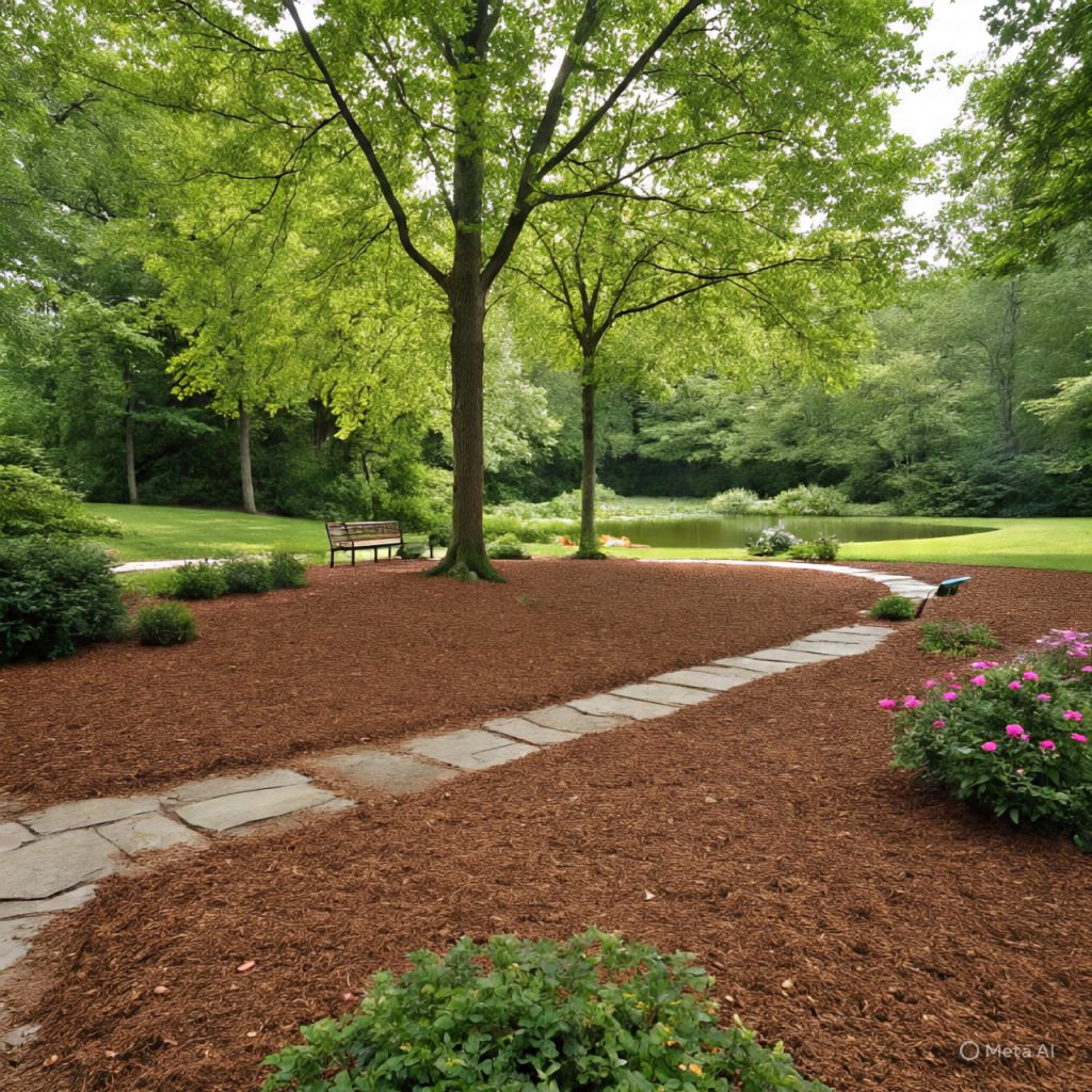 Low-maintenance sustainable landscaping with mulch