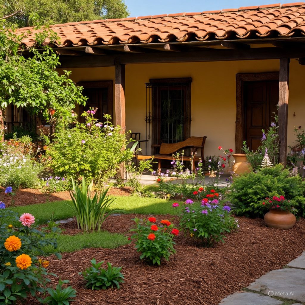 Low-maintenance garden layout