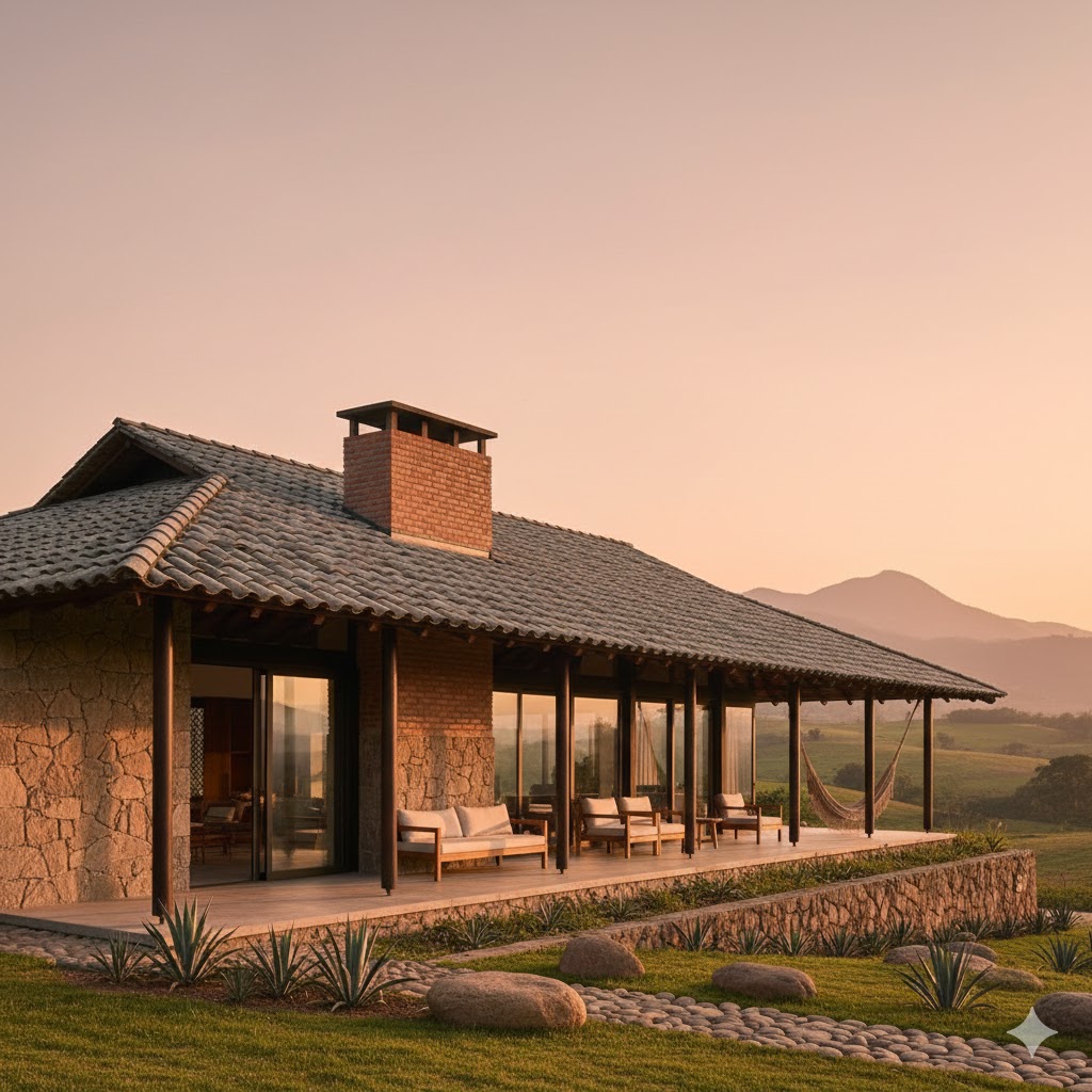 Modern ranch house inspired by traditional Colombian design